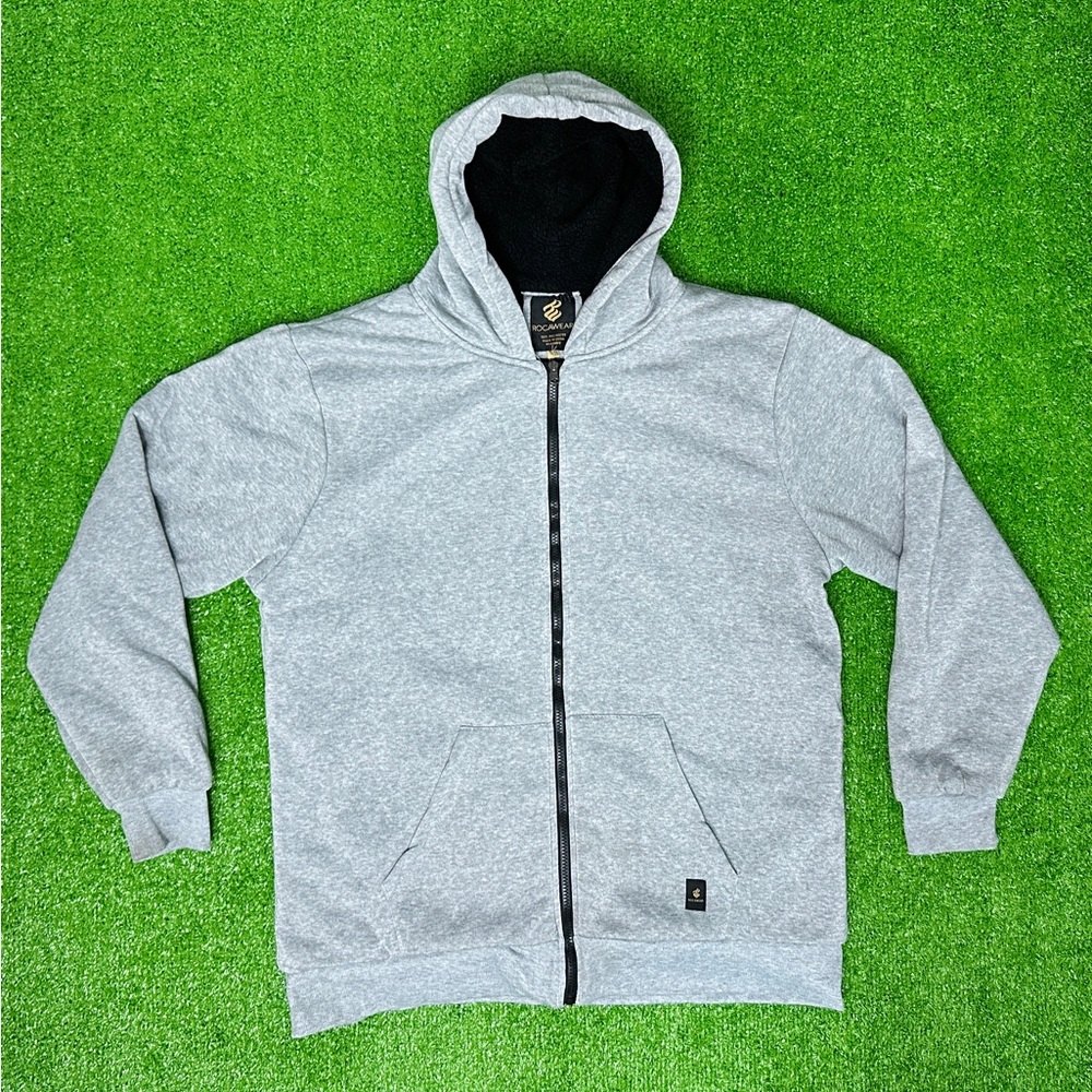 Vintage Rocawear 3XL Gray Zip Up Sherpa Hoodie Y2K